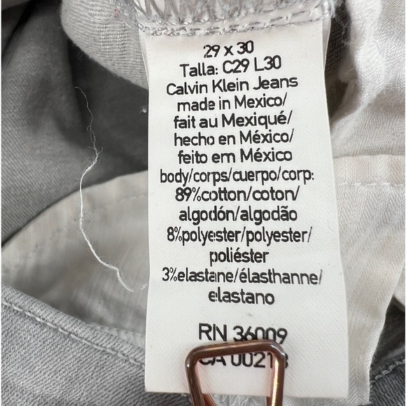 Calvin Klein Gray Slim Straight Fit Jeans Size 29 x 30 Men’s - Picture 4 of 7
